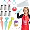 BAKETIVITY Frosting Piping Bags and Tips Set for Decorating Cakes, Cupcakes & More - Frosting Piping Kit with 3 Reusable & 30 Disposable Icing Bags, 6 Piping Tips, 3 Bag Ties & 1 Tri-Color Coupler